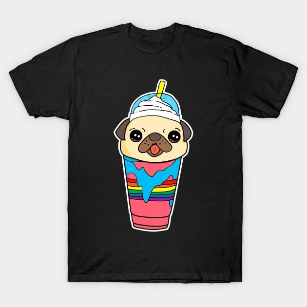 Cute & Funny Pug Puppy Dog In Smoothie Drink T-Shirt by theperfectpresents